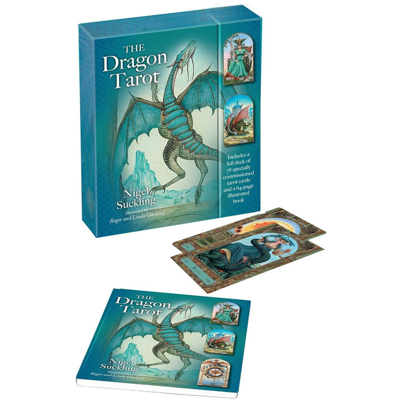 Full deck of 78 Dragon Tarot cards by Nigel Suckling, featuring detailed illustrated tarot cards for divination and storytelling.