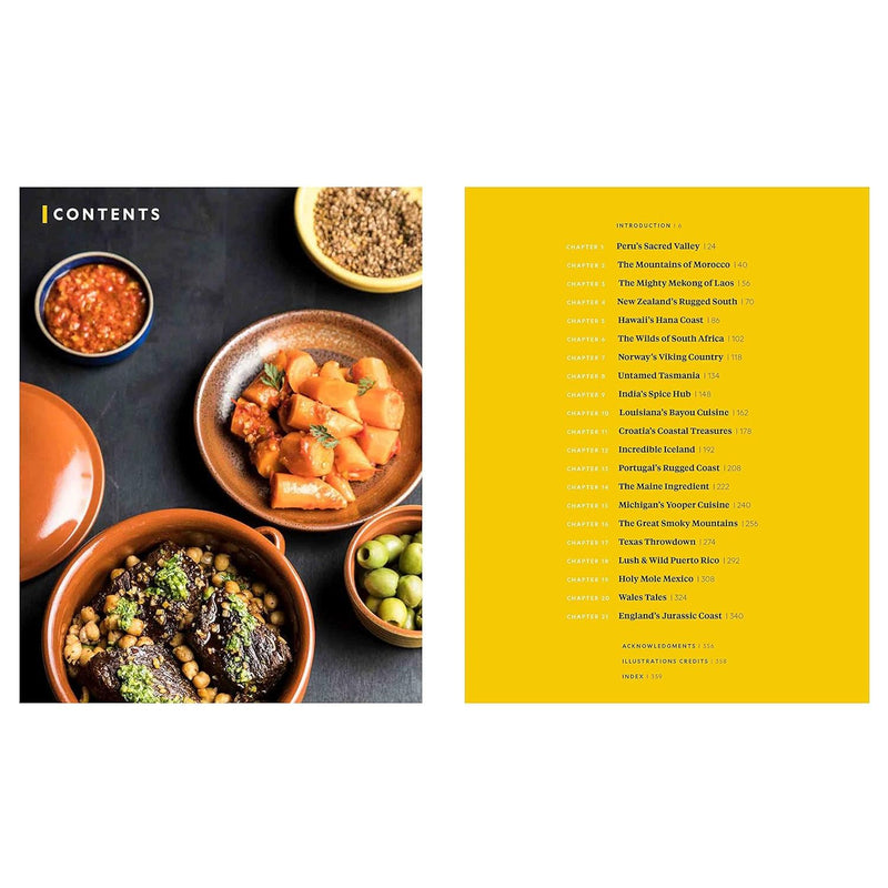 Hardcover copy of Gordon Ramsay's Uncharted: A Culinary Adventure with 60 recipes, published by National Geographic.
