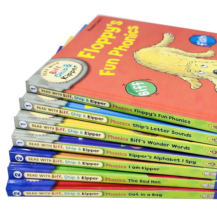 Read With Biff, Chip and Kipper Phonics Starter Pack Level 1 & 2 Collection 7 Books Set (Floppy's Fun Phonics) - The Book Bundle