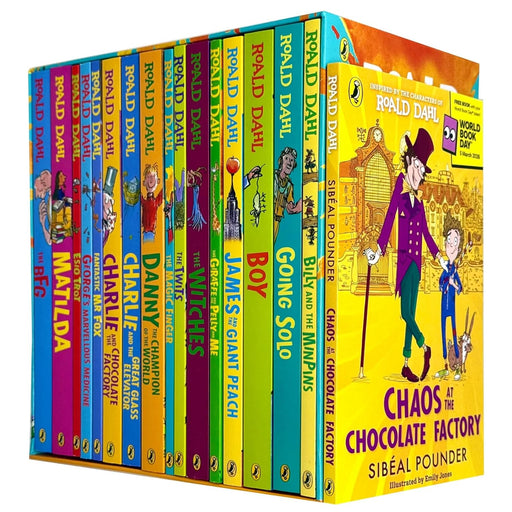 Roald Dahl Collection 16 Books Box Set With World Book Day (The BFG, Matilda, Esio Trot,Fantastic Mr. Fox, Charlie and the Chocolate Factory,The Magic Finger, Chaos at the Chocolate Factory & More) - The Book Bundle