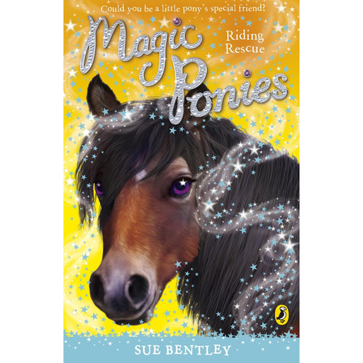 Colorful cover of "Magic Ponies: Riding Rescue 5" by Puffin, featuring ponies and young riders in an adventurous scene.