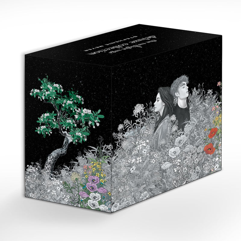 Five hardcover Twilight Saga books by Stephenie Meyer in a young adult collection box set, featuring dark and twilight-themed cover art.
