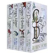 Four paperback books from Robin Hobb's Rain Wilds Chronicles collection, fiction fantasy novels published by HarperVoyager.