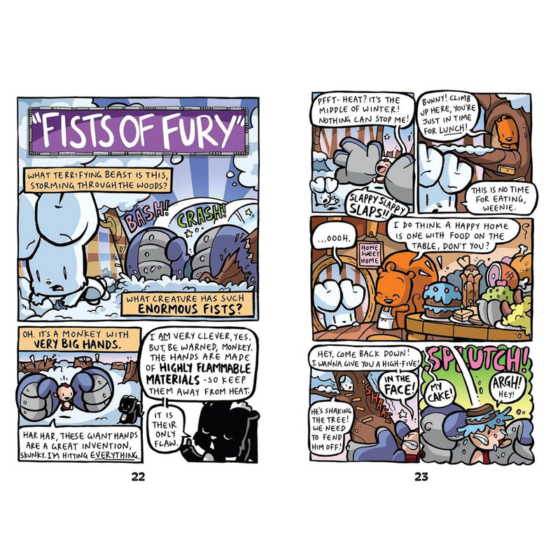 Front cover of Jamie Smart's Bunny vs Monkey DFB Phoenix comic book, featuring colorful cartoon characters on a paperback.