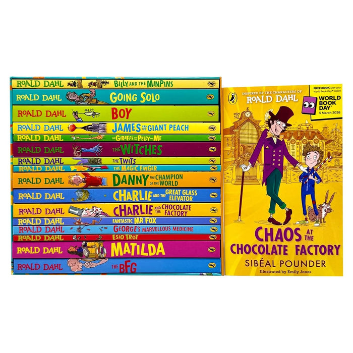 Roald Dahl Collection 16 Books Box Set With World Book Day (The BFG, Matilda, Esio Trot,Fantastic Mr. Fox, Charlie and the Chocolate Factory,The Magic Finger, Chaos at the Chocolate Factory & More) - The Book Bundle