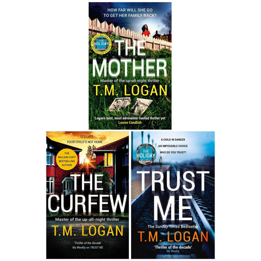 Set of three T.M. Logan fiction books from Bonnier Books UK Ltd, featuring eye-catching covers and novel titles.