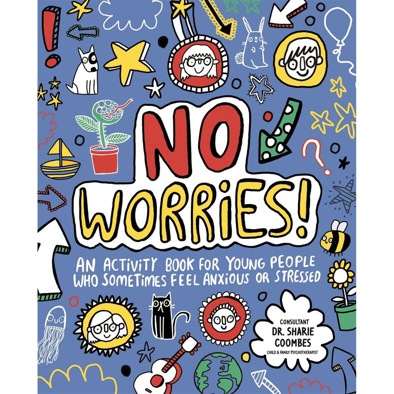 Paperback "No Worries! Mindful Kids" book by Lily Murray and Dr. Sharie Coombes, featuring colorful cover art for children ages 7+