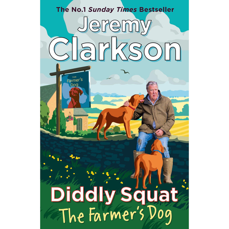 Book cover for "Diddly Squat" by Michael Joseph, featuring humorous illustrations related to farming and pub disasters.