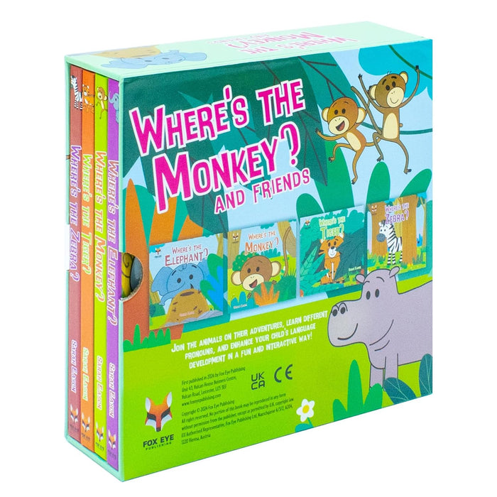 Where's the Monkey? and friends 4 books box set (Where's the monkey, Elephant, Tiger, Zebra) - The Book Bundle
