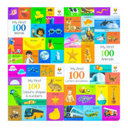 My First 100 Box set 4 books set (My first 100 words, 100 Animals, 100 Colours-shapes-numbers, 100 letters& phonics) - The Book Bundle