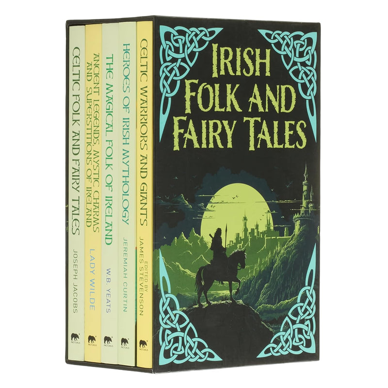 Arcturus Irish Folk and Fairy Tales 5-book box set featuring W. B. Yeats classic fiction paperbacks with colorful covers.