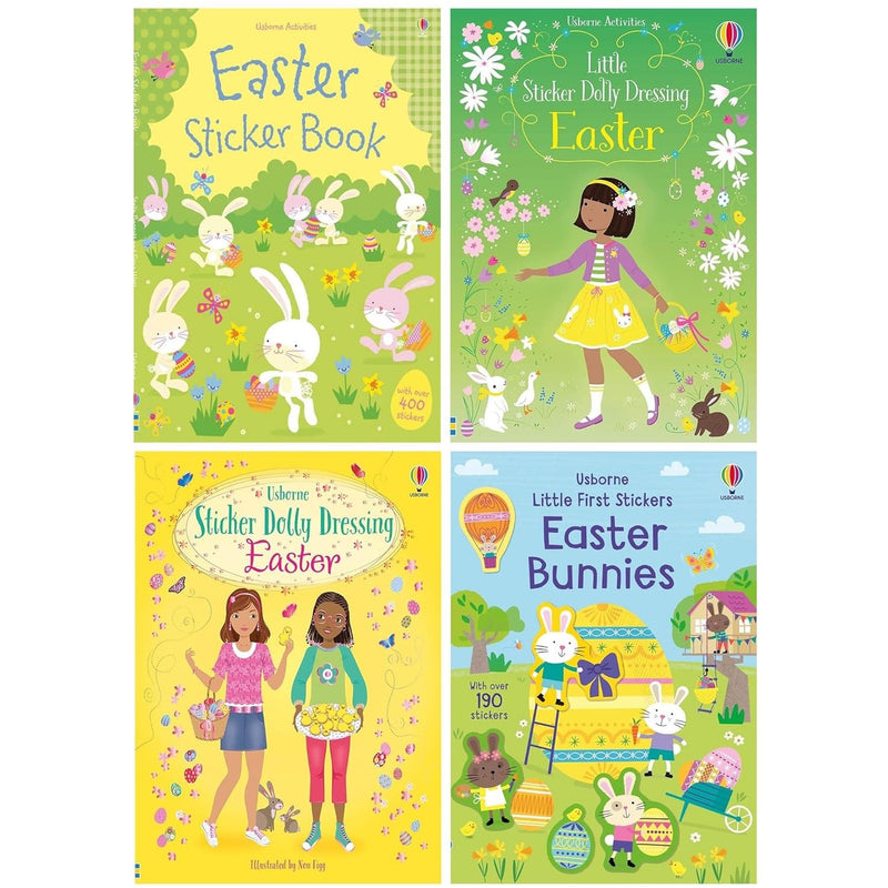 Usborne Activities Easter Sticker 4 Books Collection Set (Easter Sticker Book) - The Book Bundle