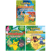 Set of three Pokémon origami books from Kanto to Paldea and Alola regions, paperback collection by Scholastic UK Ltd.