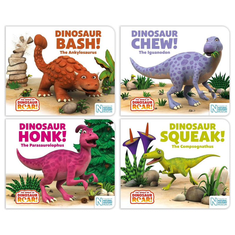 The World of Dinosaur Roar Series Books 9 - 12 Collection Set (Dinosaur Honk, Dinosaur Squeak, Dinosaur Bash, Dinosaur Chew) - The Book Bundle