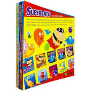 Collection of 10 children's books featuring Supertato and other stories by Sue Hendra and Paul Linnet, with colorful covers.