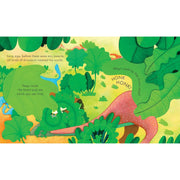 Peep Inside Dinosaurs by Anna Milbourne, an Usborne Publishing non-fiction board book with colorful dinosaur illustrations and flaps.