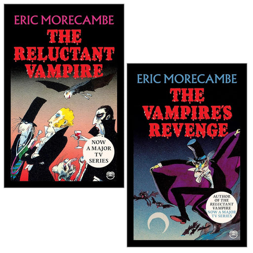 Two paperback books from The Reluctant Vampire Series 2 by Eric Morecambe, featuring fictional stories in a Fontana Ltd. set.