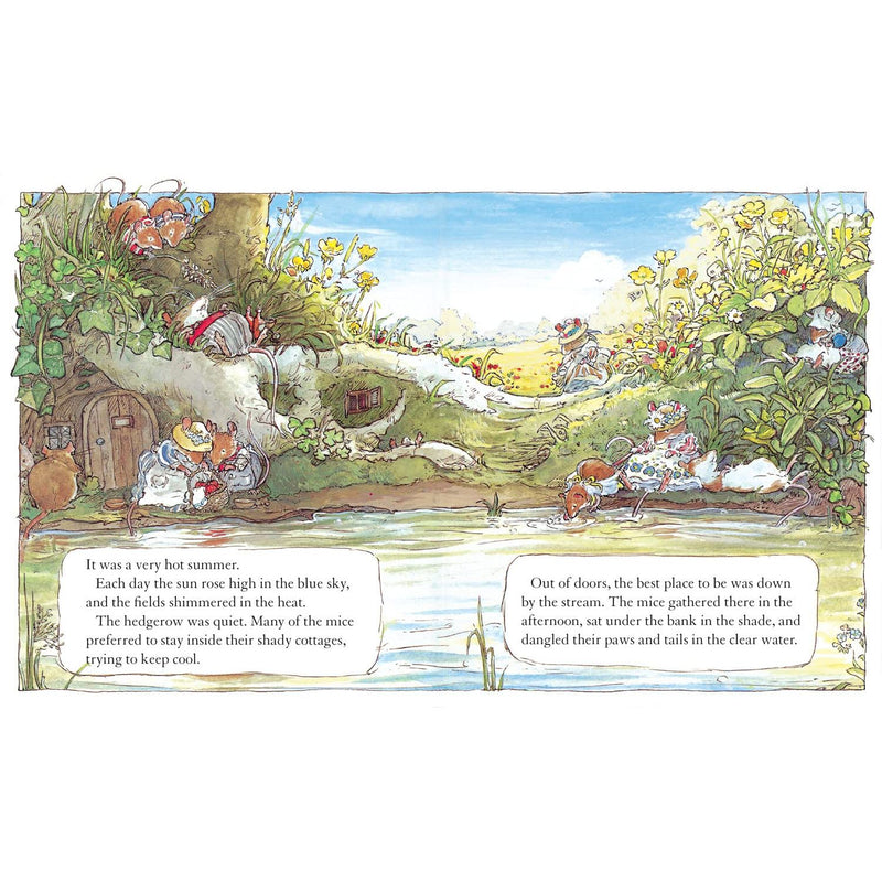 Set of four hardcover Brambly Hedge books by Jill Barklem for children ages 3-7, featuring colorful illustrations from the collection.