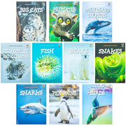 Set of 10 hardback nature discovery books for kids ages 3-8, featuring animals, habitats, and engaging illustrations by Jasmine Brooke.