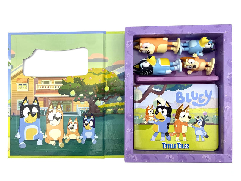 Bluey Tattle Tales 12 Page Storybook Featuring 4 Figurines - Ages 3–5 - Board book