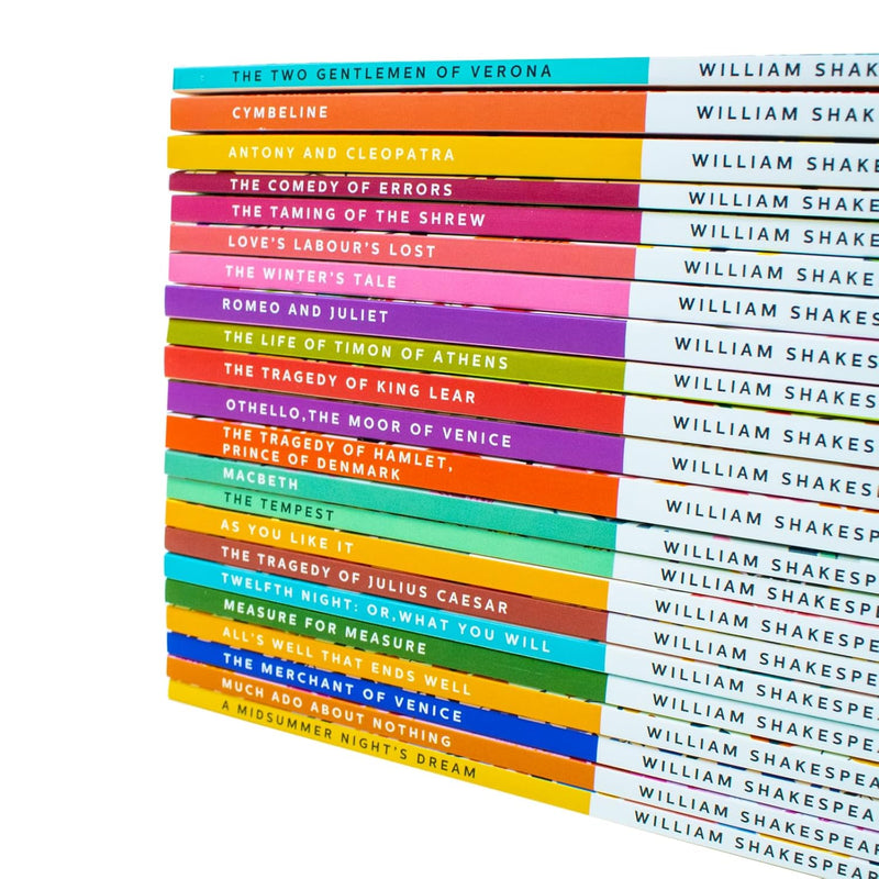 William Shakespeare Complete Collection of 22 classic books, featuring "The Two Gentlemen of Verona" in a hardcover set.