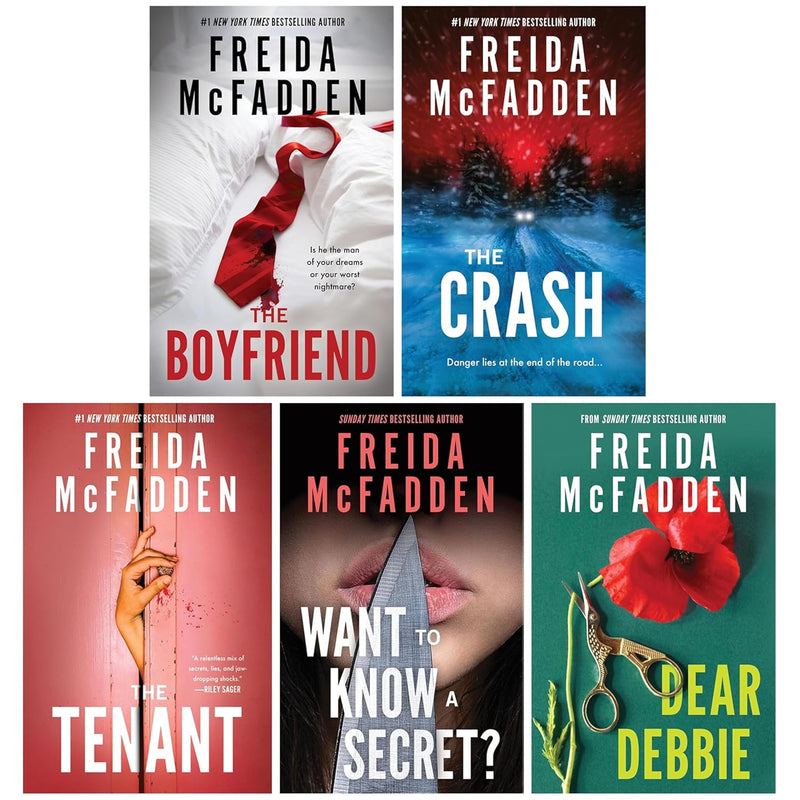 The Boyfriend & The Crash & The Tenant 5 Books Collection Set by Freida McFadden - Fiction - Paperback