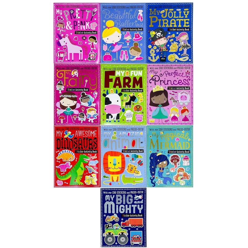 Sticker Book Activitty Sticker Activity 10 Books Collection Set With Fun Activities Card (My ...