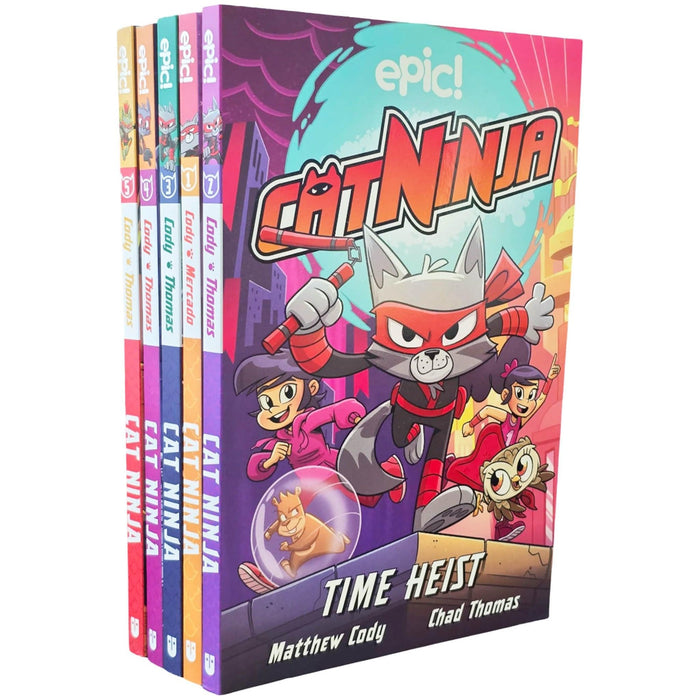 Cat Ninja Series 5 Books Collection Set: Volume 1-5 (Cat Ninja, Time Heist, Wanted, Welcome to the Burbs and Cat's Claw) - The Book Bundle
