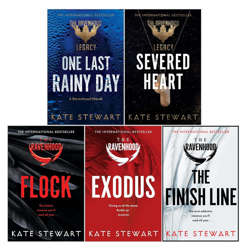 The Ravenhood and The Ravenhood Legacy Series 5 Books Set by Kate Stewart (Flock, Exodus, The Finish Line, One Last Rainy Day, Severed Heart) - The Book Bundle