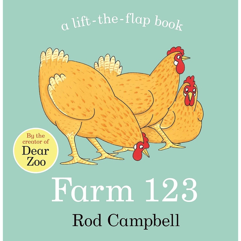 Farm 123 by Rod Campbell board book featuring colorful animal illustrations for young children.