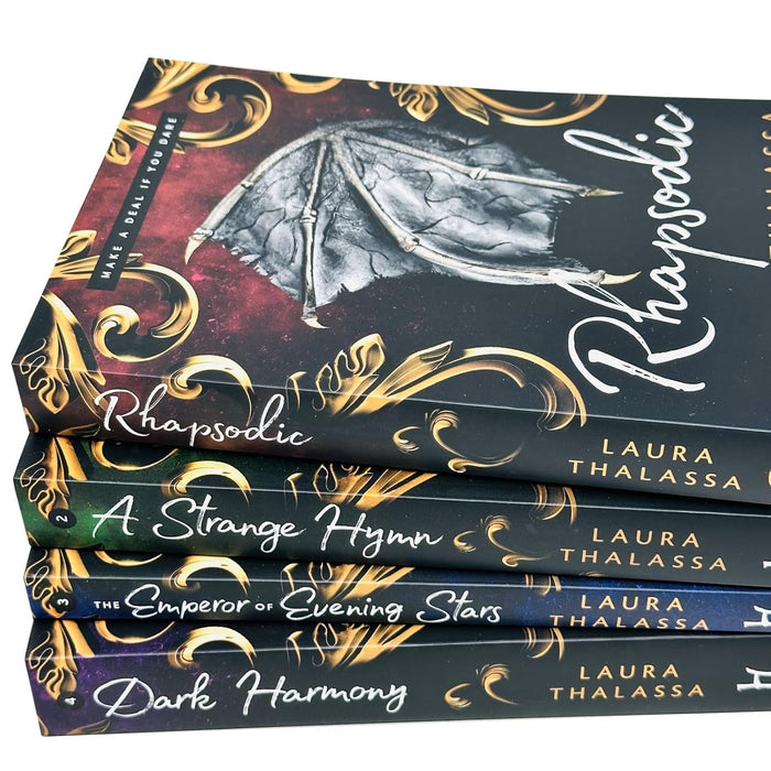The Bargainer Series 4 Books Collection Set by Laura Thalassa(Rhapsodic, A Strange Hymn, The Emperor of Evening Stars & Dark Harmony) - The Book Bundle