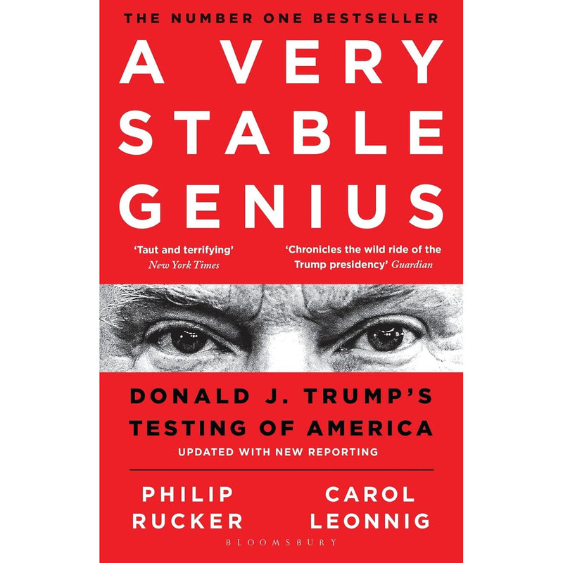 Cover image of "A Very Stable Genius" nonfiction book by Philip Rucker and Carol Leonnig, published by Bloomsbury Publishing.