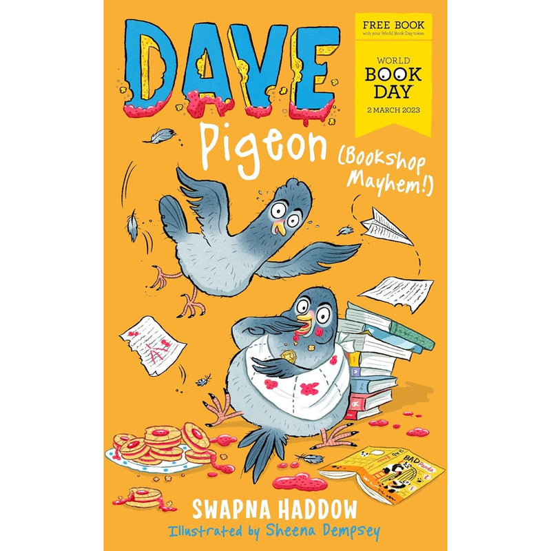 Faber & Faber Dave Pigeon Bookshop Mayhem! book for World Book Day 2023, featuring colorful cover art and playful design.