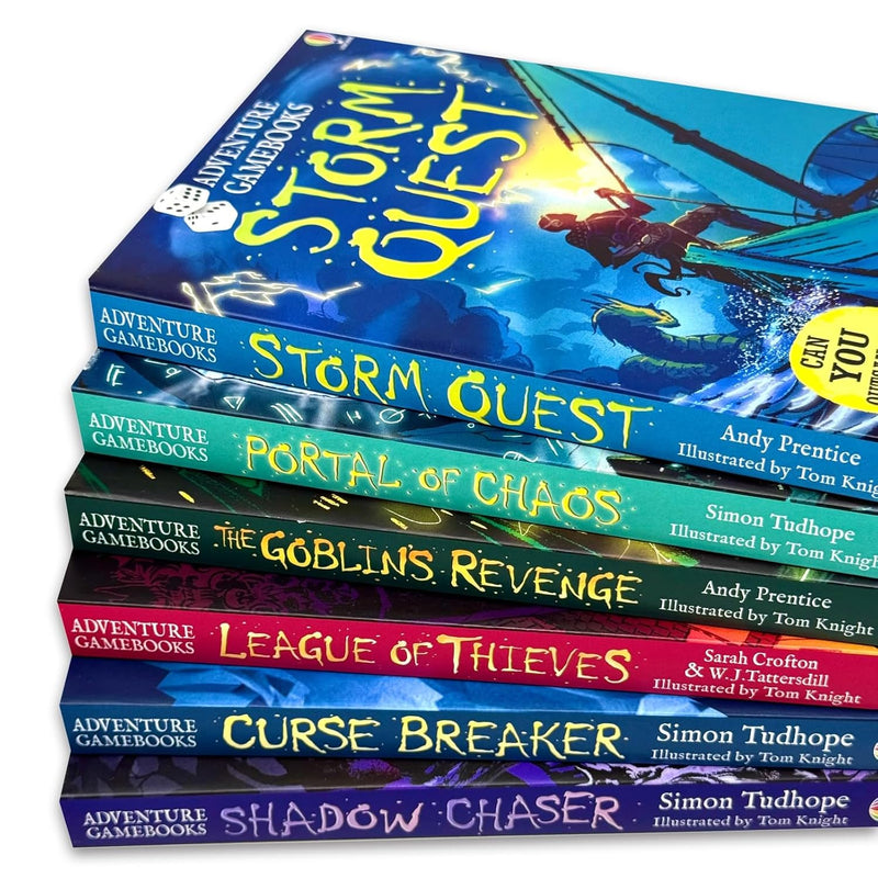Complete set of six adventure gamebooks by Usborne Publishing, featuring fiction paperbacks with engaging cover art.
