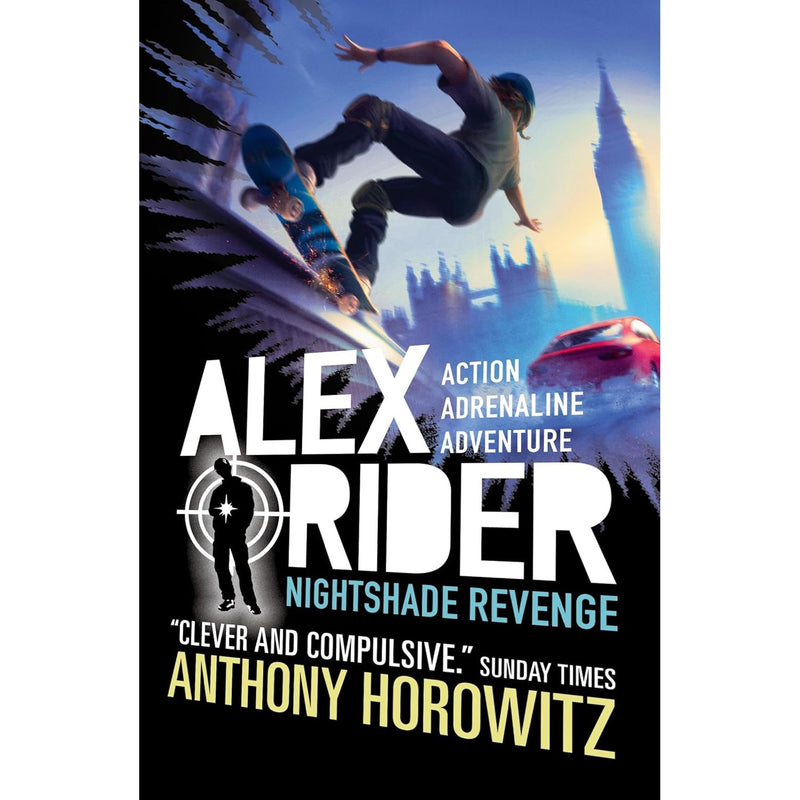 Paperback of Nightshade Revenge from the Alex Rider series by Anthony Horowitz for ages 9 to 12, published by Walker Books.
