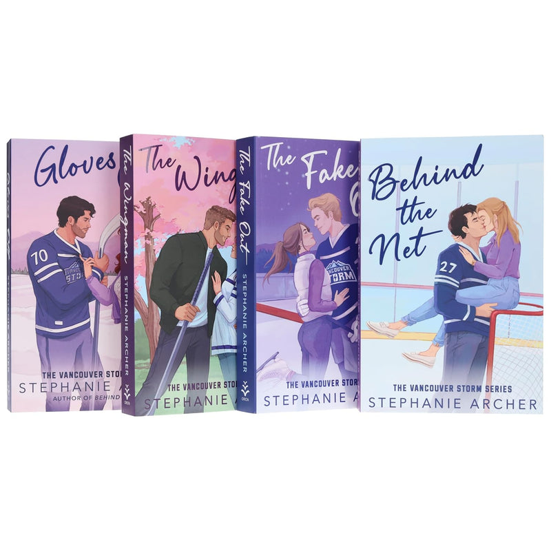Vancouver Storm Series book collection by Stephanie Archer, including Behind The Net, The Fake Out, The Wingman, and Gloves Off, Hachette UK