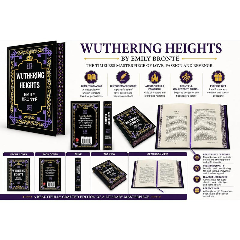 Wuthering Heights (Decorative Collectible Design) Premium Hardcover Edition by Emily Brontë - Fiction - Hardcover