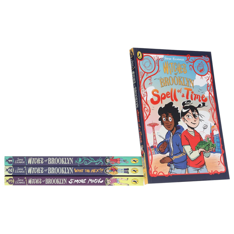 Four-book set of Witches of Brooklyn graphic novels by Sophie Escabasse, featuring colorful witch characters and magical scenes.