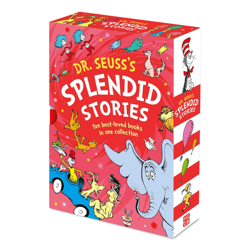 Dr. Seuss's Splendid Stories slipcase set by HarperCollinsChildren'sBooks, featuring colorful paperback books in a protective slipcase.