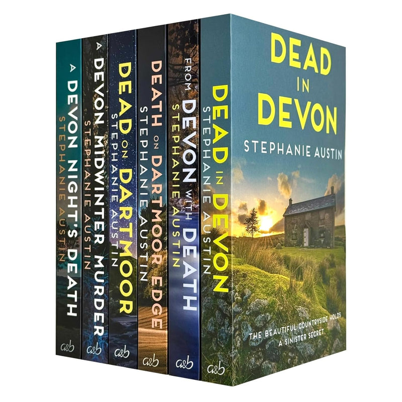 Six paperback Devon Mysteries books by Stephanie Austin in a collection set, featuring fiction titles from Allison & Busby.