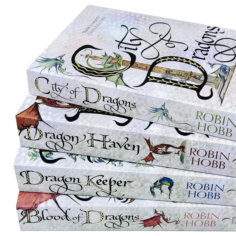 Rain Wilds Chronicles book collection by Robin Hobb, four paperback fantasy novels, published by HarperVoyager.