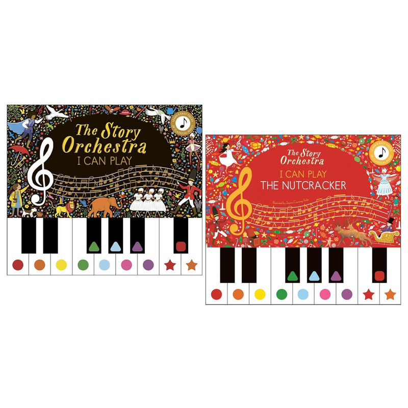 Two paperback books from The Story Orchestra collection set, including I Can Play and The Nutcracker by Frances Lincoln Children's Books.