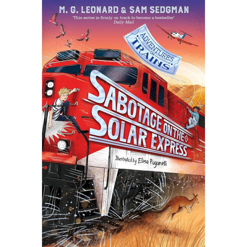 Adventures on Trains 2 books collection set by M.G. Leonard and Sam Sedgman, paperback fiction for children, published by Macmillan.