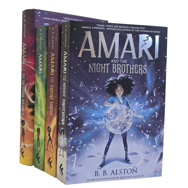 Amari and the Night Brothers 4-book collection set by BB Alston, fiction books with colorful covers, published by Harpercollins UK Ltd.