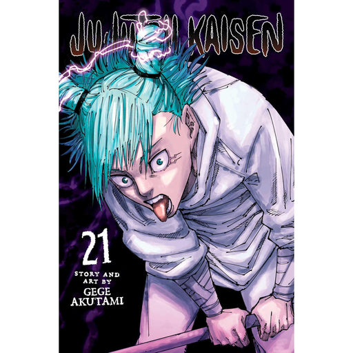 Jujutsu Kaisen Vol. 21 manga book by Gege Akutami, featuring cover art with characters from the series.