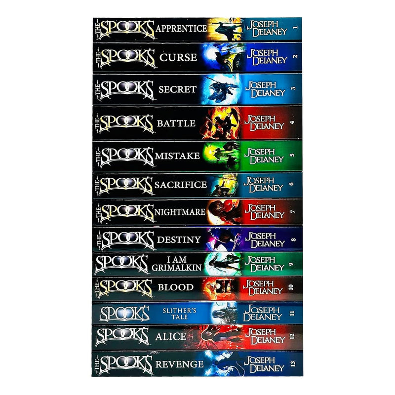Set of 13 Wardstone Chronicles paperback books by Joseph Delaney, featuring red fox cover art in this collection.