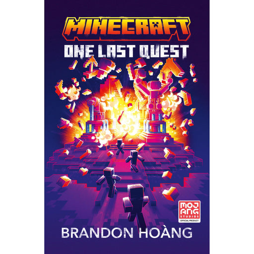 Cover image of Minecraft One Last Quest novel by Brandon Hoàng, published by Farshore, featuring Minecraft characters and adventurous artwork.