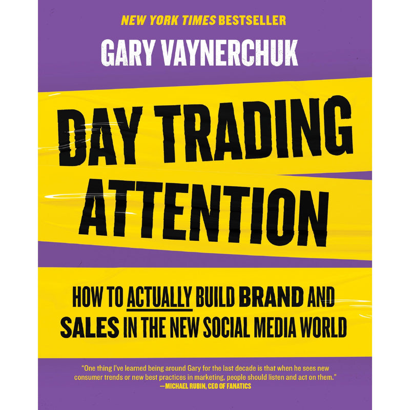 Book cover for "Day Trading Attention" by Gary Vaynerchuk, published by Harper Business, featuring a vibrant design and title text.