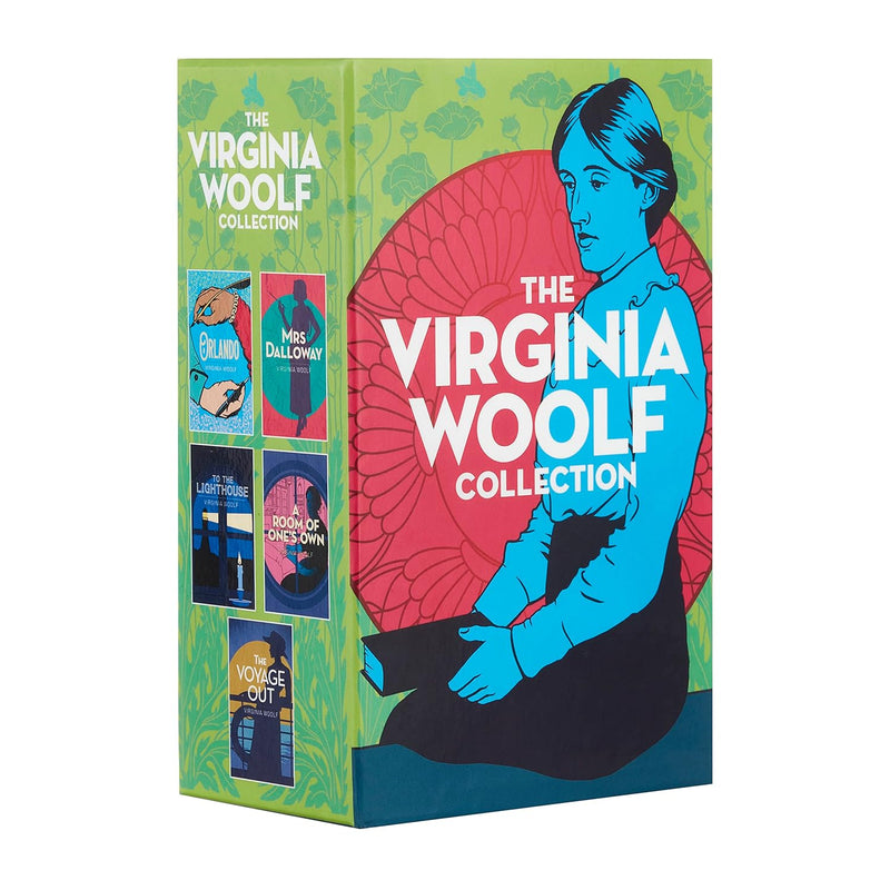 Set of five Virginia Woolf books from the Arcturus Virginia Woolf Collection boxed set, with classic covers and binding.