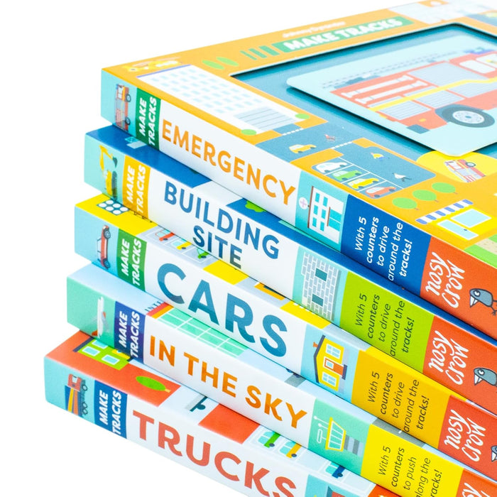 Make Tracks Series 5 Books Collection Set (Emergency, Building Site, Cars, In The Sky, Trucks) - The Book Bundle